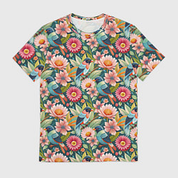 Мужская футболка Тропические птицы в цветах