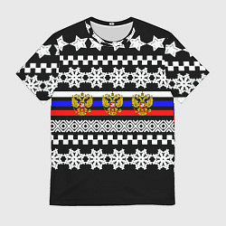 Мужская футболка Rusiia winter pattern