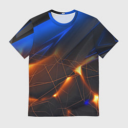 Мужская футболка Синяя абстракция с желтыми плитами