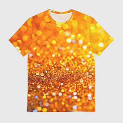 Мужская футболка Оранжевые и желтые блестяшки боке