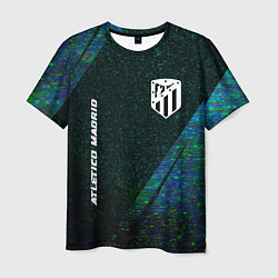 Футболка мужская Atletico Madrid glitch blue, цвет: 3D-принт