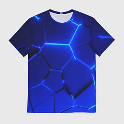 Мужская футболка Текстура темных синих неоновые плиты