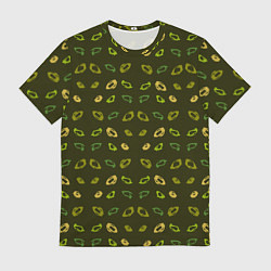 Мужская футболка Абстрактные зелено - золотые кольца
