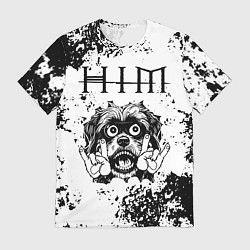 Футболка мужская HIM - рок пес, цвет: 3D-принт
