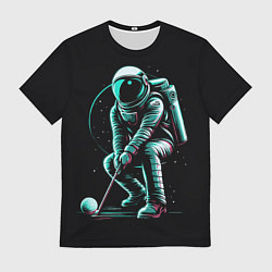 Футболка мужская Космонавт играет в гольф, цвет: 3D-принт
