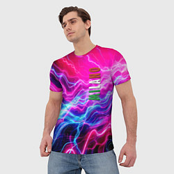 Футболка мужская Milano - neon abstraction, цвет: 3D-принт — фото 2
