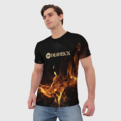 Футболка мужская Deadlock logo на фоне огня, цвет: 3D-принт — фото 2