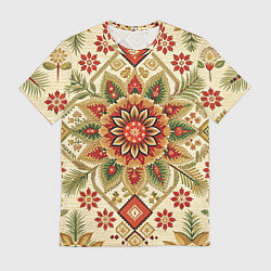 Мужская футболка Русские классические узоры и орнамент