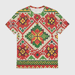 Мужская футболка Классические русские узоры и орнамент