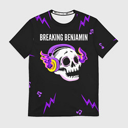 Футболка мужская Breaking Benjamin неоновый череп, цвет: 3D-принт