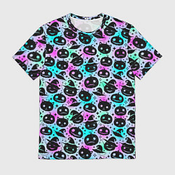 Мужская футболка Halloween - тыквы на неоновом фоне