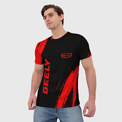 Футболка мужская Geely - red gradient вертикально, цвет: 3D-принт — фото 2