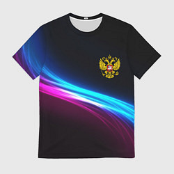 Мужская футболка Россия неоновые волны