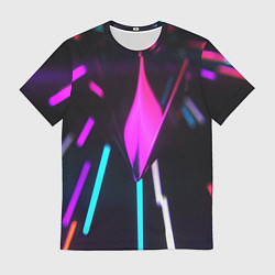 Мужская футболка Оптические лучи неон