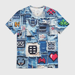 Мужская футболка Геймерские знаки на пэчворк