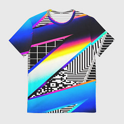 Мужская футболка Neon stripes geometry