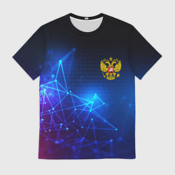 Мужская футболка Герб РФ абстракция текстура
