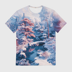 Футболка мужская Японская зима в сельской местности, цвет: 3D-принт