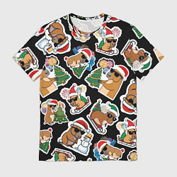 Мужская футболка Новогодняя капибара с ёлкой