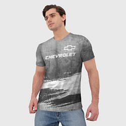 Футболка мужская Chevrolet - grey gradient посередине, цвет: 3D-принт — фото 2