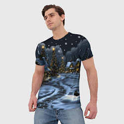 Футболка мужская Ночной новогодний город, цвет: 3D-принт — фото 2
