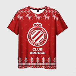 Футболка мужская Новогодний Club Brugge с оленями, цвет: 3D-принт