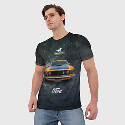 Футболка мужская Спортивный американский автомобиль Ford Mustang, цвет: 3D-принт — фото 2