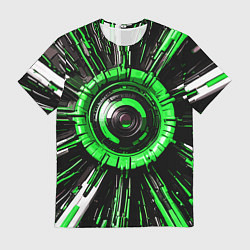Футболка мужская Чёрно-зелёная сфера киберпанк, цвет: 3D-принт