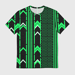 Футболка мужская Зелёные обои на чёрном фоне, цвет: 3D-принт