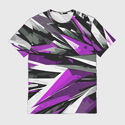 Футболка мужская Чёрно-фиолетово-белая абстракция, цвет: 3D-принт