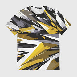 Футболка мужская Чёрно-жёлто-белая абстракция, цвет: 3D-принт