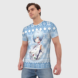 Футболка мужская Rei christmas sweater Evangelion, цвет: 3D-принт — фото 2