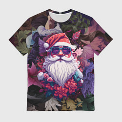 Футболка мужская Дед мороз в цветах, цвет: 3D-принт
