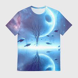 Футболка мужская Луна и рыбы - нейроарт фантазия, цвет: 3D-принт