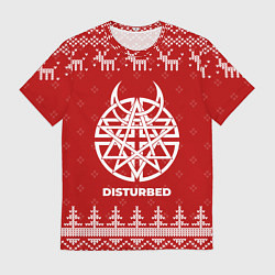 Футболка мужская Новогодний Disturbed с оленями, цвет: 3D-принт