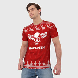 Футболка мужская Новогодний Nazareth с оленями, цвет: 3D-принт — фото 2