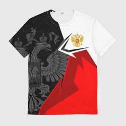 Мужская футболка Герб России - красно-белый