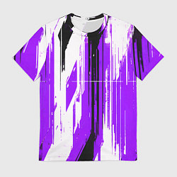 Футболка мужская Вертикальные чёрно-белые линии на фиолетовом фоне, цвет: 3D-принт