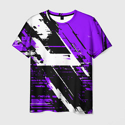 Футболка мужская Diagonal black and white stripes on a purple backg, цвет: 3D-принт