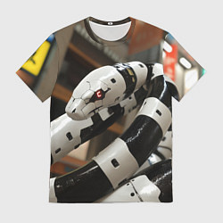 Футболка мужская Бело-черная механическая змея, цвет: 3D-принт