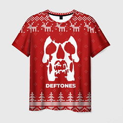 Футболка мужская Новогодний Deftones с оленями, цвет: 3D-принт