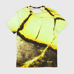 Футболка мужская Трещины на абстрактном жёлтом фоне, цвет: 3D-принт