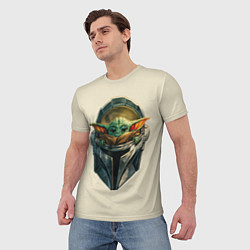 Футболка мужская Малыш Грогу внутри шлема Мандалорец, цвет: 3D-принт — фото 2
