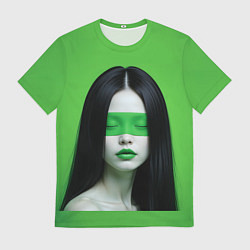 Футболка мужская Pop art девушка на зеленом фоне, цвет: 3D-принт
