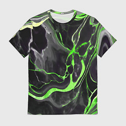 Футболка мужская Зелёно-чёрный мрамор, цвет: 3D-принт