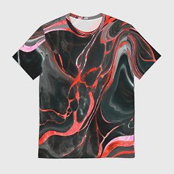 Футболка мужская Красно-чёрный мрамор, цвет: 3D-принт
