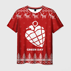 Футболка мужская Новогодний Green Day с оленями, цвет: 3D-принт