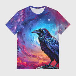 Футболка мужская Черный ворон на фоне космоса, цвет: 3D-принт