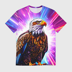Футболка мужская Орел в неоновых огнях, цвет: 3D-принт