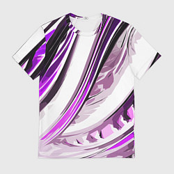 Мужская футболка Волнистая бело-фиолетовая абстракция